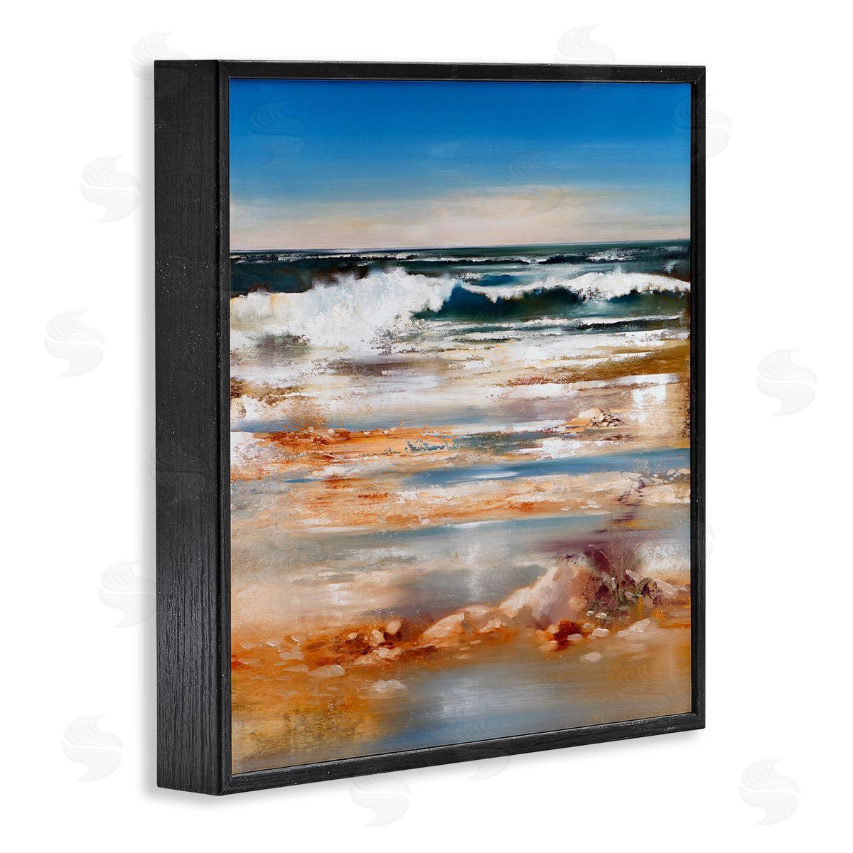 Ron Di Scenza Rolling Waves Abstract Shore Black Framed Glicee Wall Art Print