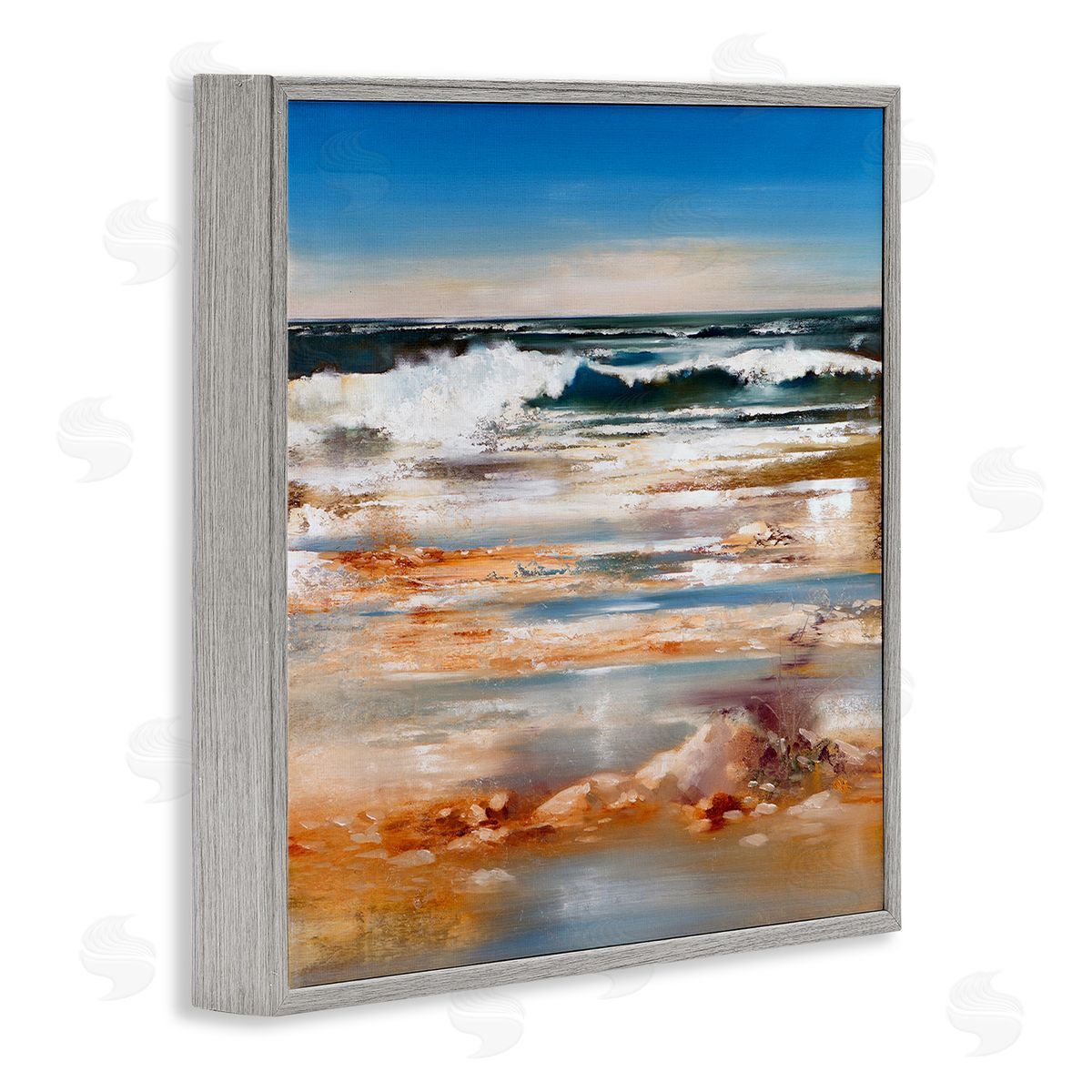 Ron Di Scenza Rolling Waves Abstract Shore Gray Framed Glicee Wall Art Print