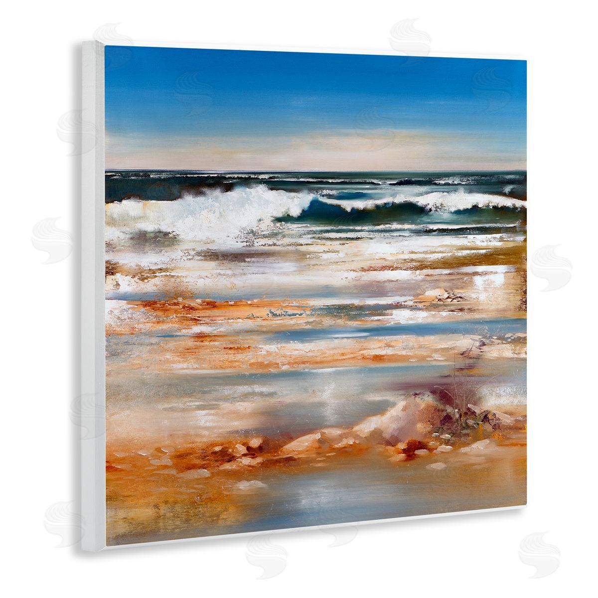 Ron Di Scenza Rolling Waves Abstract Shore Wooden Wall Plaque Art Print