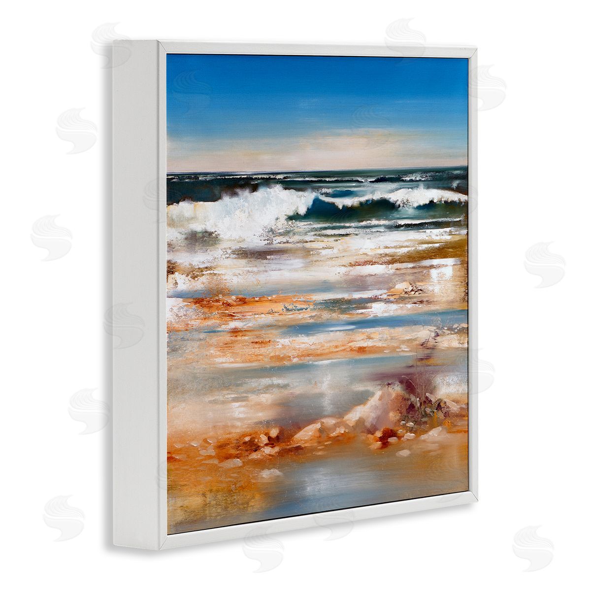 Ron Di Scenza Rolling Waves Abstract Shore White Framed Glicee Wall Art Print