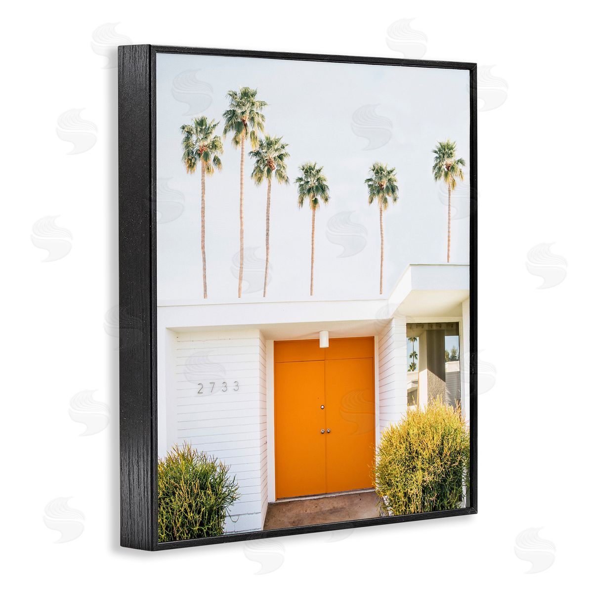 Palm Springs Orange Door Black Frame Print Wall Art, Home Decor by Sisi and Seb