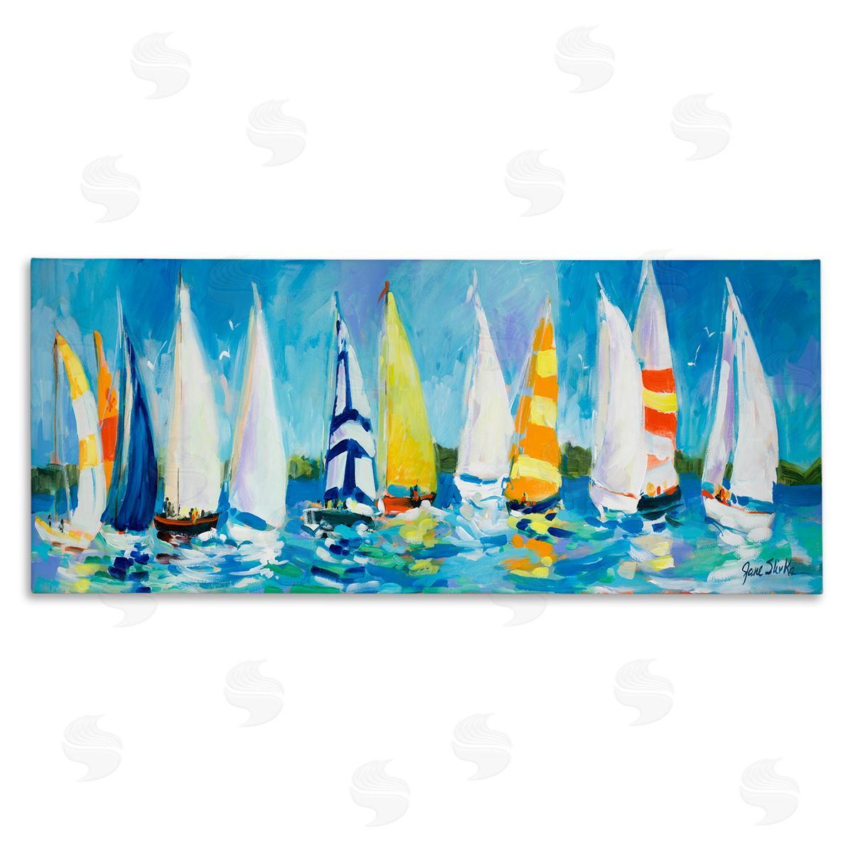 Regatta Sailboat Fleet Canvas Wall Art, Home Decor by Jane Slivka