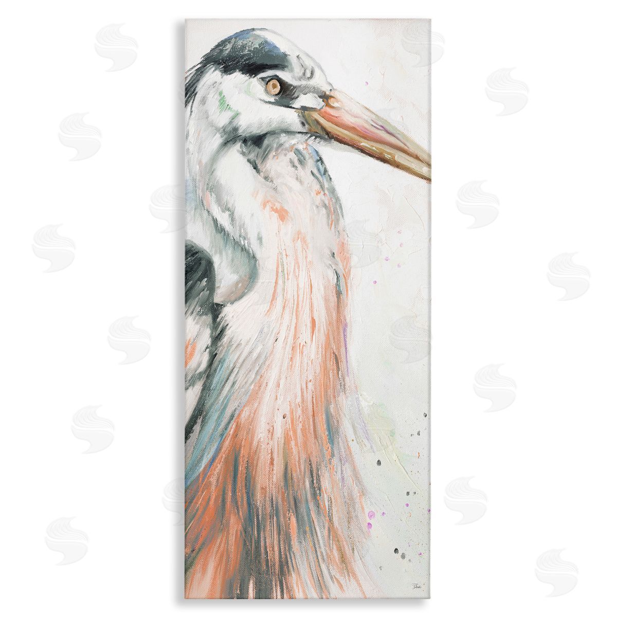 Patricia Pinto Modern Heron Portrait Stretched Canvas Wall Art Print