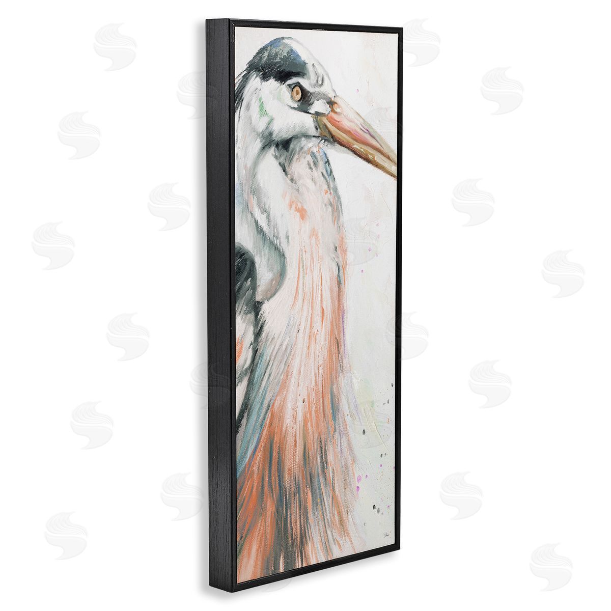 Patricia Pinto Modern Heron Portrait Black Framed Glicee Wall Art Print