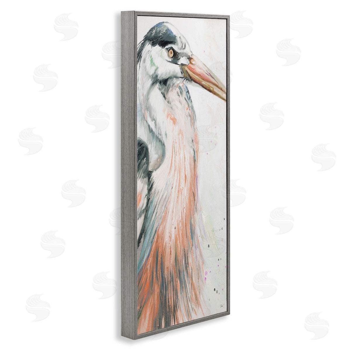 Patricia Pinto Modern Heron Portrait Gray Framed Glicee Wall Art Print