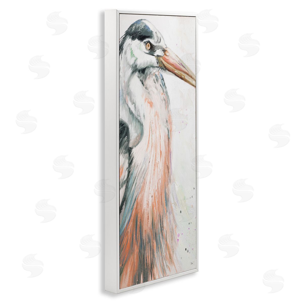 Patricia Pinto Modern Heron Portrait White Framed Glicee Wall Art Print
