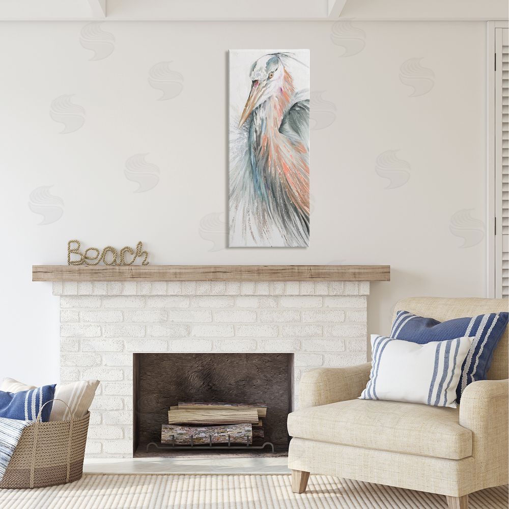 Patricia Pinto Modern Heron Painting Canvas Wall Art in Room
