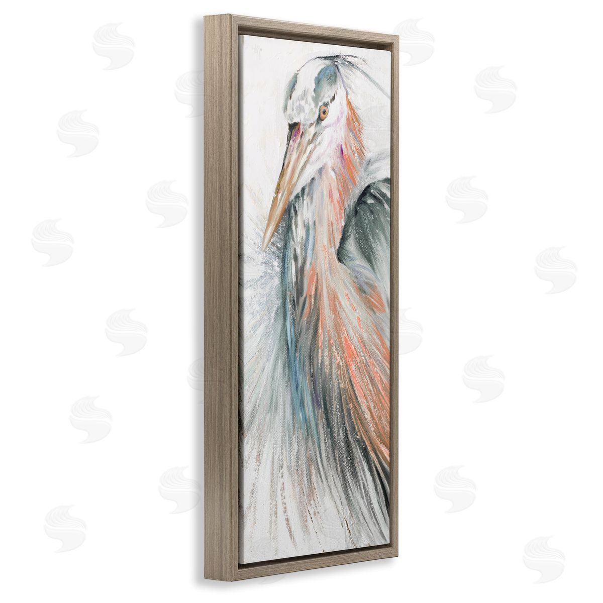 Patricia Pinto Modern Heron Painting Brown Floating Frame Canvas Wall Art Print