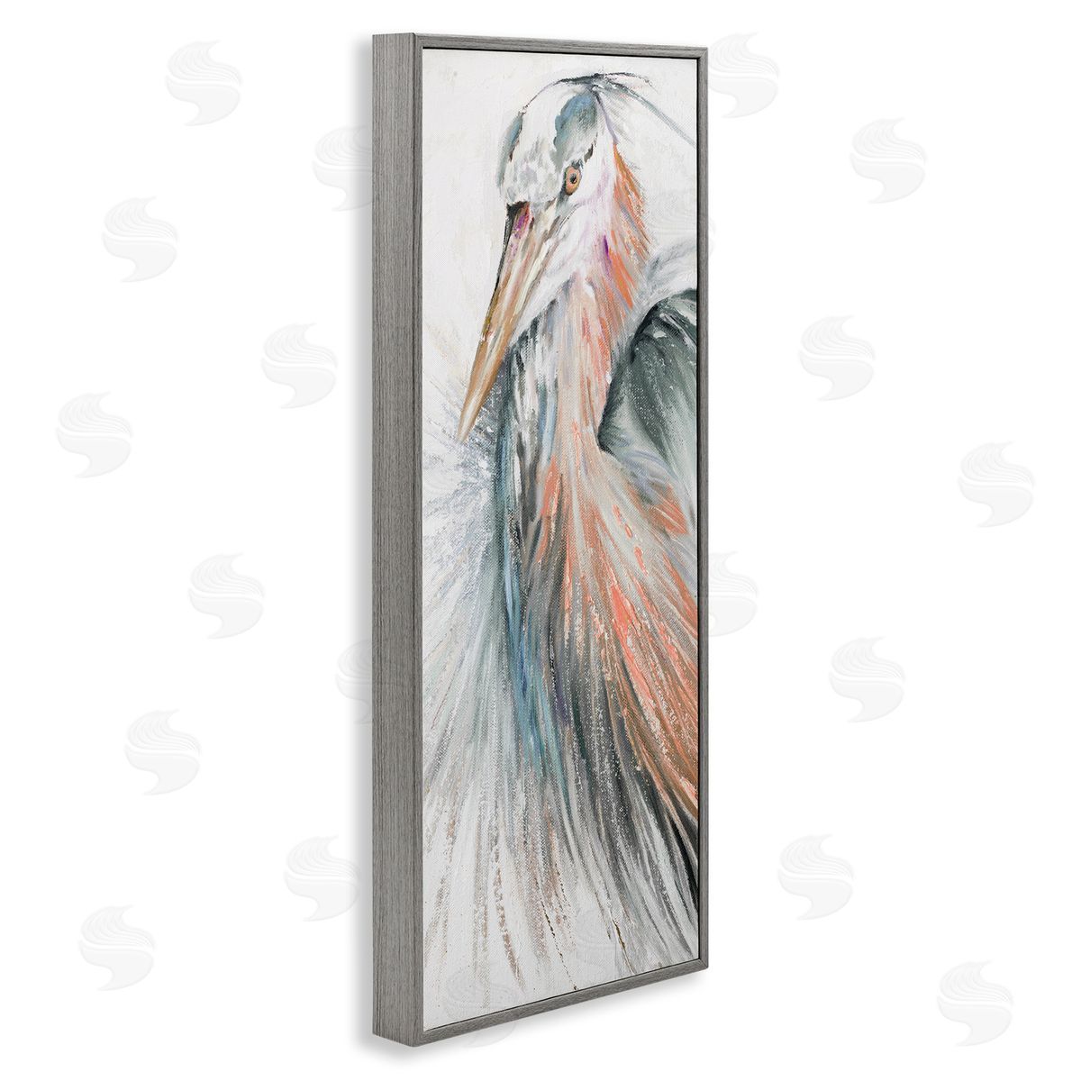 Patricia Pinto Modern Heron Painting Gray Framed Glicee Wall Art Print