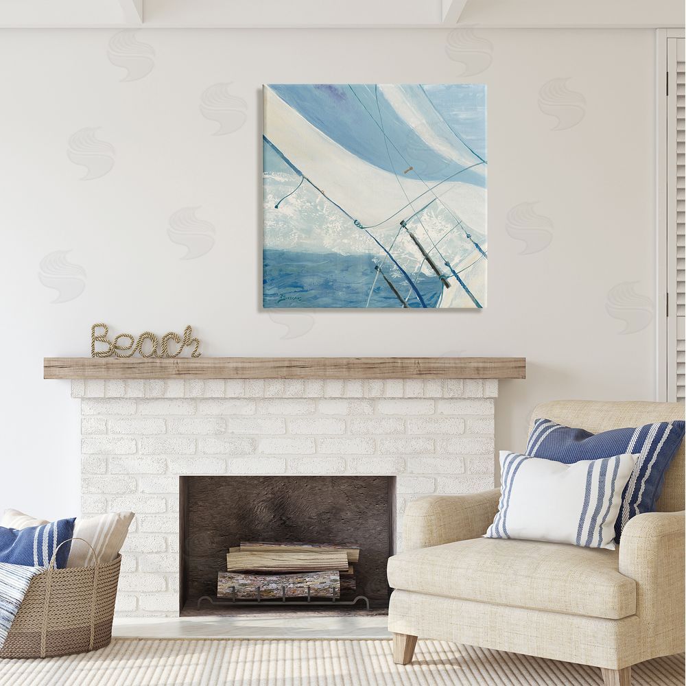John Burrows Sailboat Splashing Waves Canvas Wall Art in Room