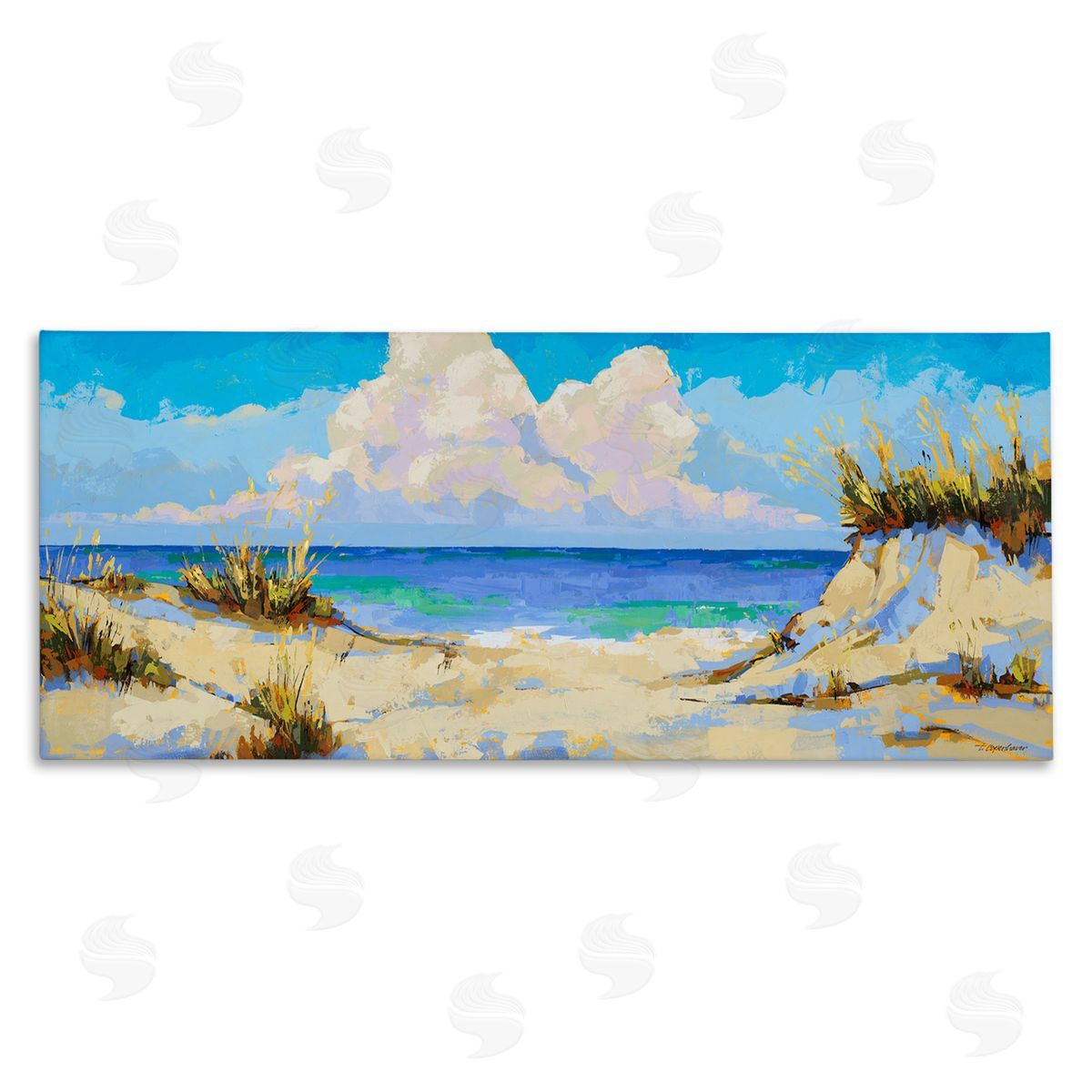 Trevor Copenhaver Modern Cloudy Beach Stretched Canvas Wall Art Print