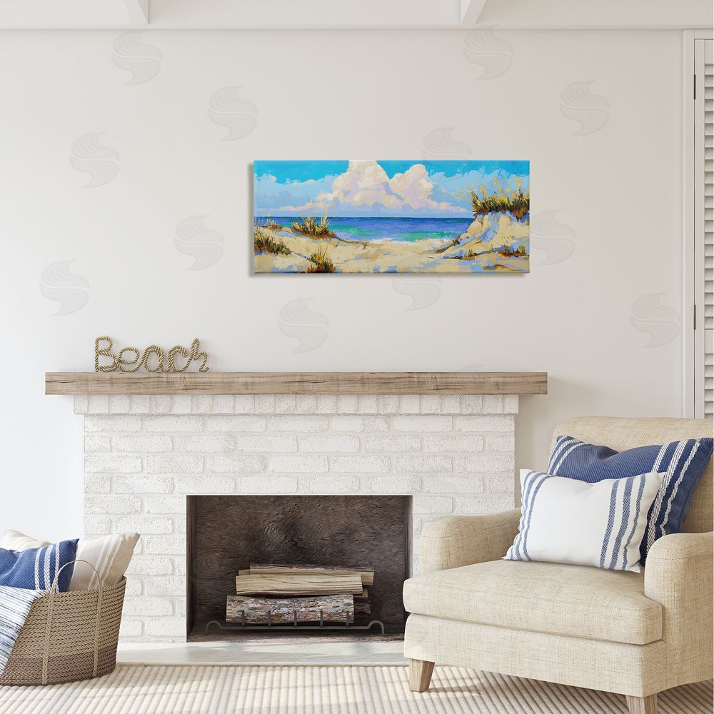 Trevor Copenhaver Modern Cloudy Beach Canvas Wall Art in Room