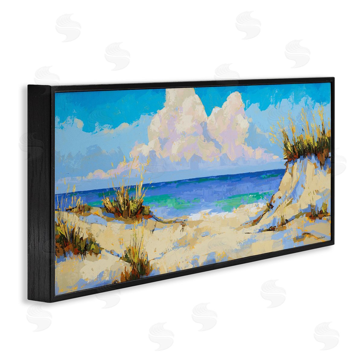 Trevor Copenhaver Modern Cloudy Beach Black Framed Glicee Wall Art Print
