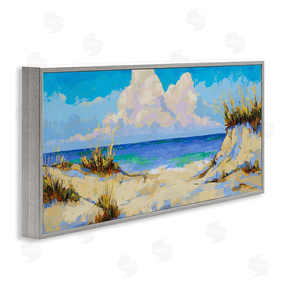 Trevor Copenhaver Modern Cloudy Beach Gray Framed Glicee Wall Art Print