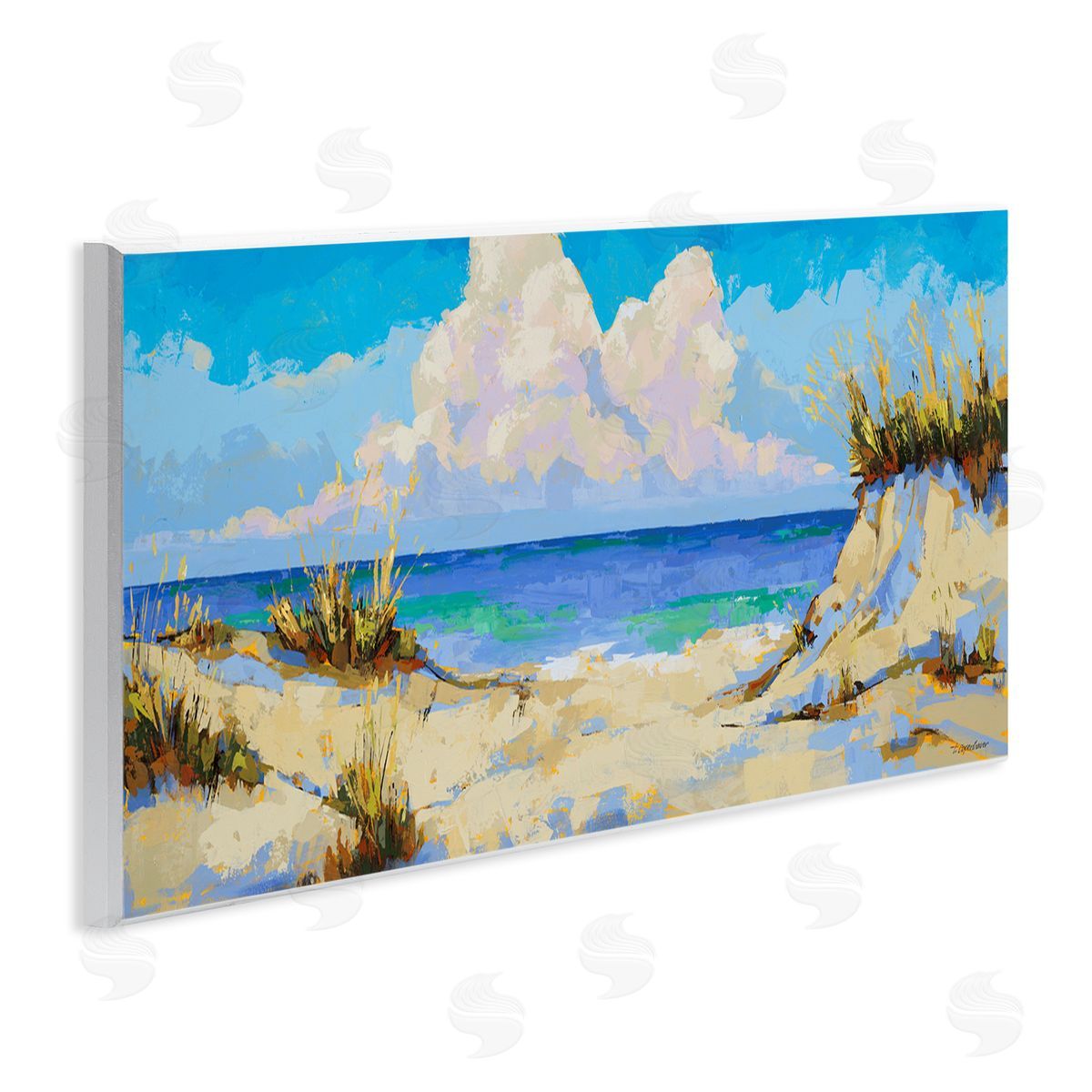 Trevor Copenhaver Modern Cloudy Beach Wooden Wall Plaque Art Print