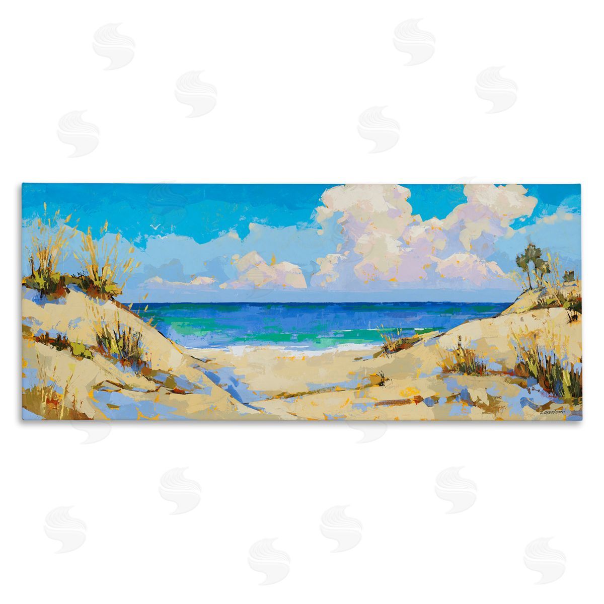 Cloudy Beach Painting Canvas Wall Art, Home Decor by Trevor Copenhaver
