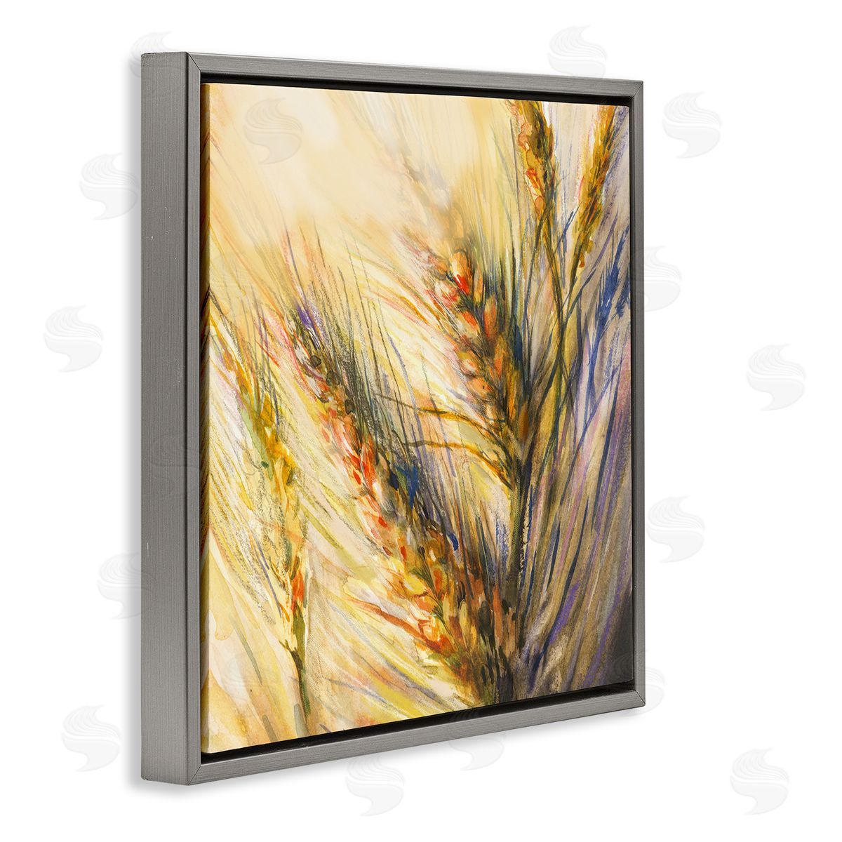 Joy Allen Autumn Wheat Painting Gray Floating Frame Canvas Wall Art Print