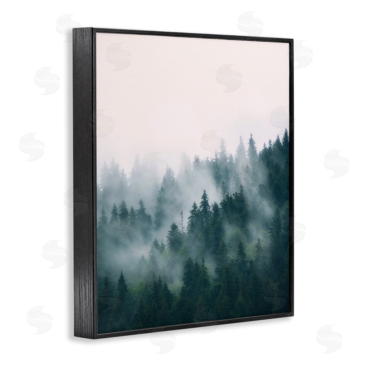 Misty Forest Trees Black Frame Print Wall Art, Home Decor by Sisi and Seb