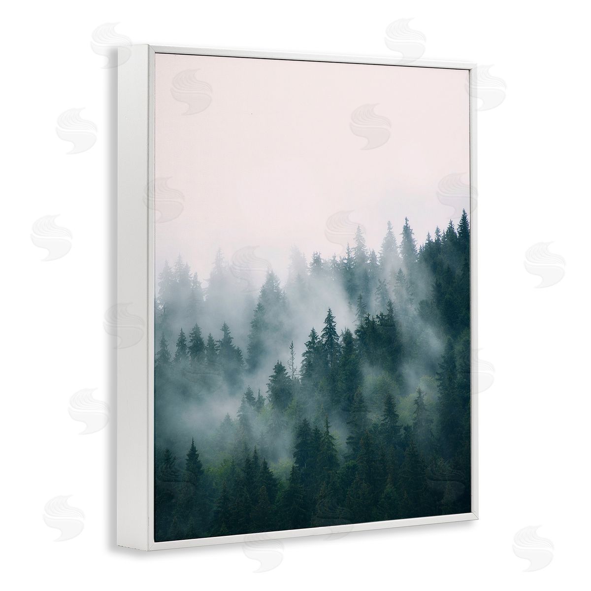 Misty Forest Trees White Frame Print Wall Art, Home Decor by Sisi and Seb