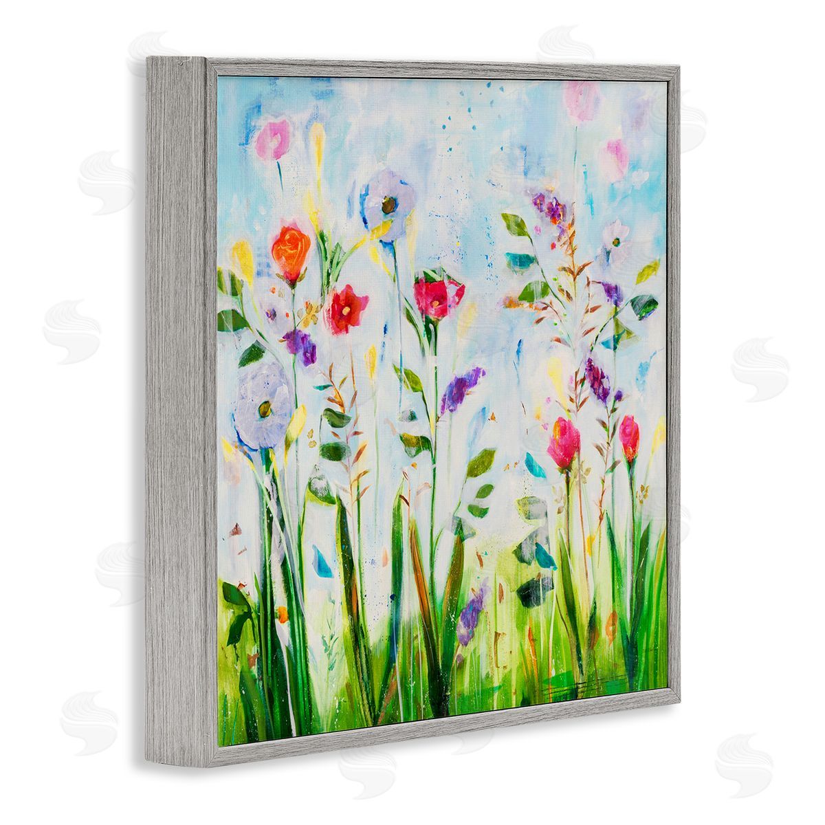 Jill Martin Abstract Flower Meadow Gray Framed Glicee Wall Art Print