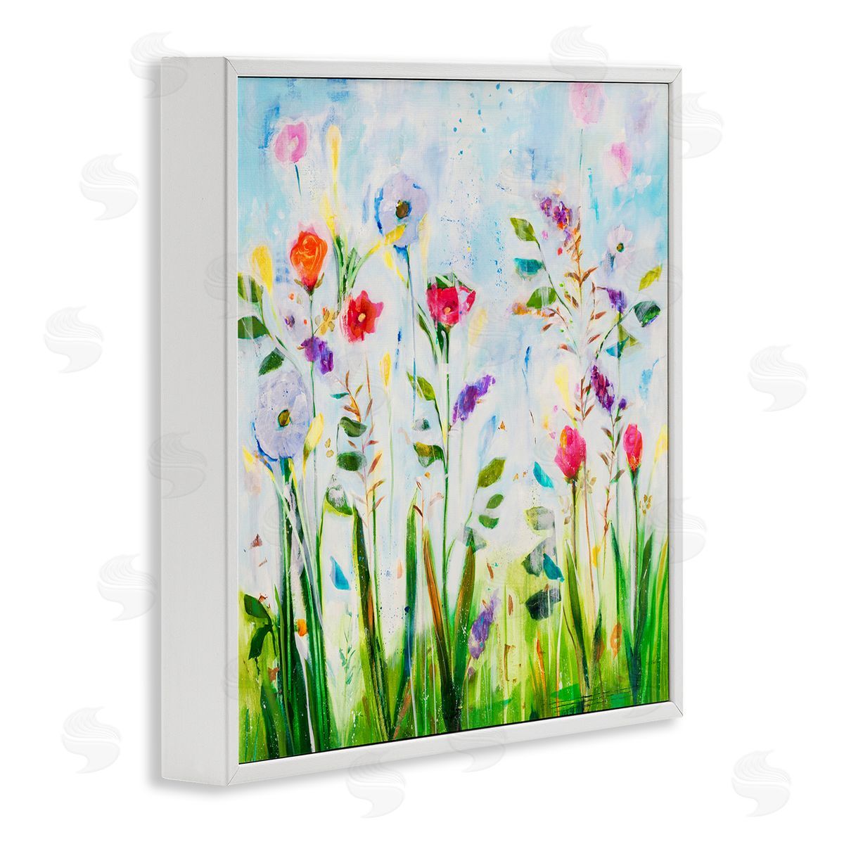 Jill Martin Abstract Flower Meadow White Framed Glicee Wall Art Print
