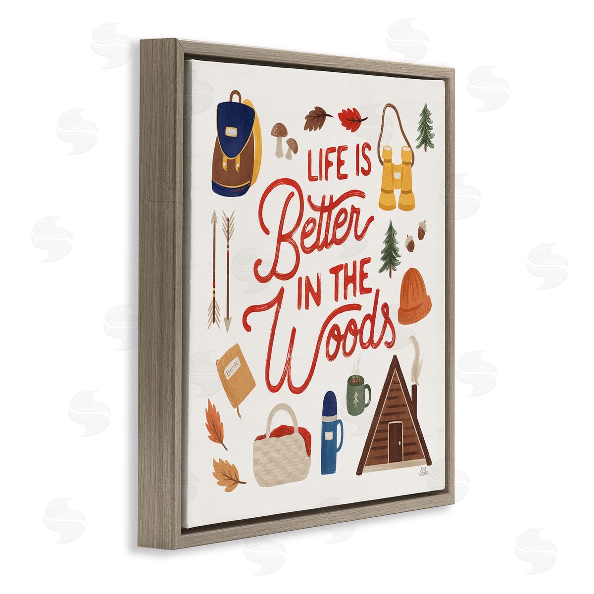 Laura Marshall Better in the Woods Phrase Brown Floating Frame Canvas Wall Art Print
