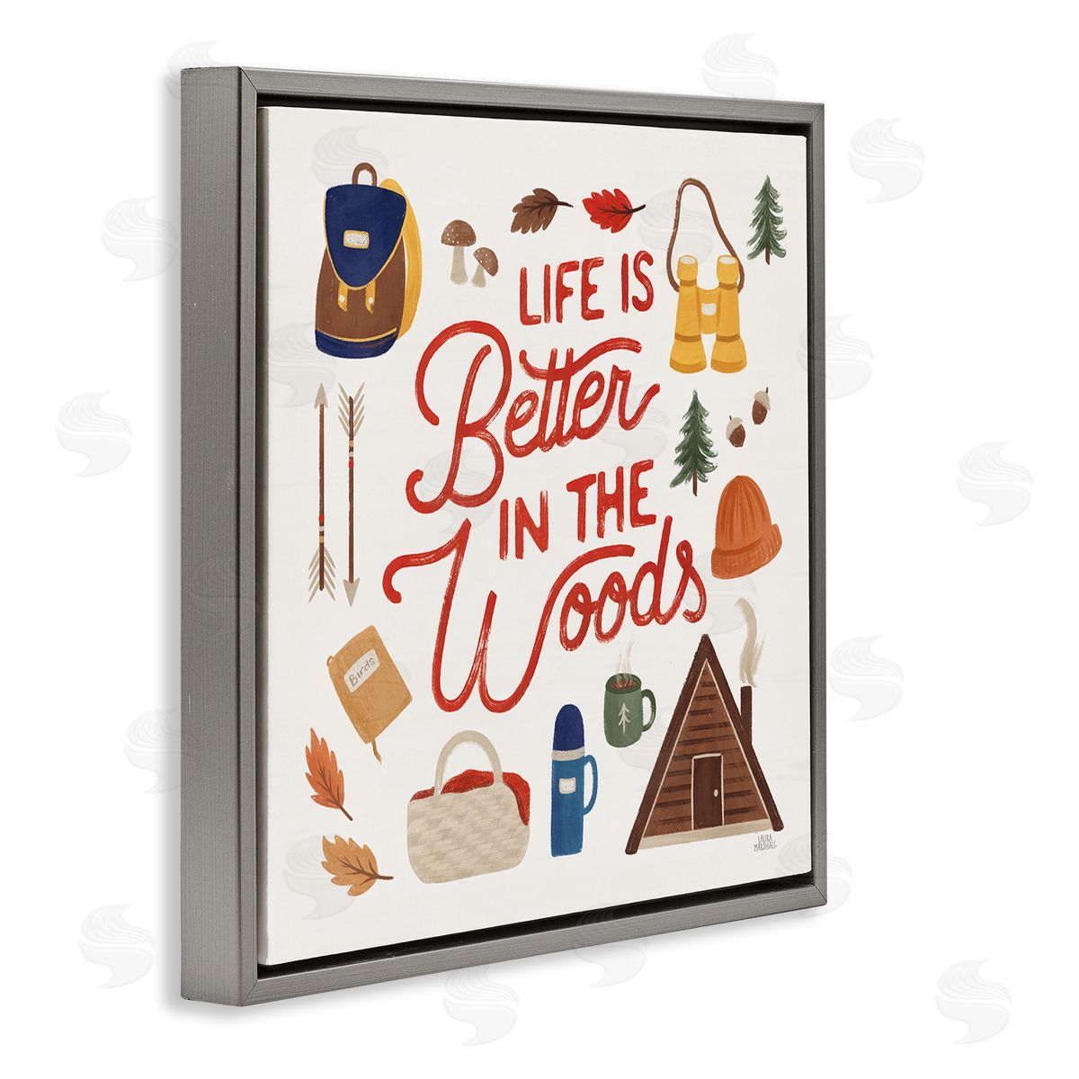 Laura Marshall Better in the Woods Phrase Gray Floating Frame Canvas Wall Art Print