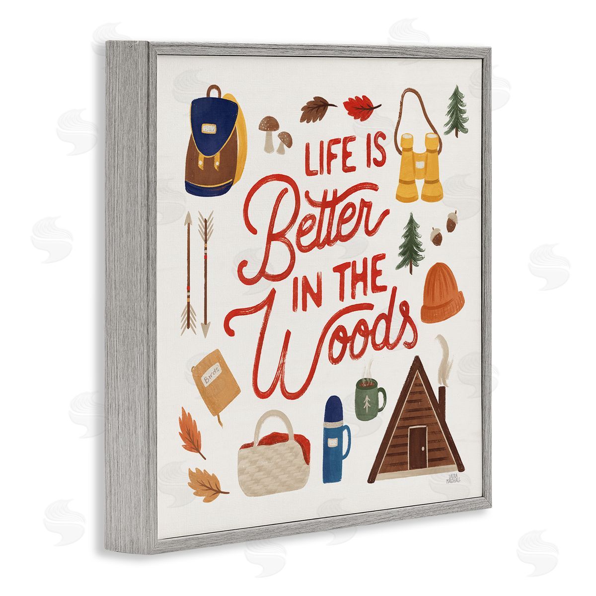 Laura Marshall Better in the Woods Phrase Gray Framed Glicee Wall Art Print