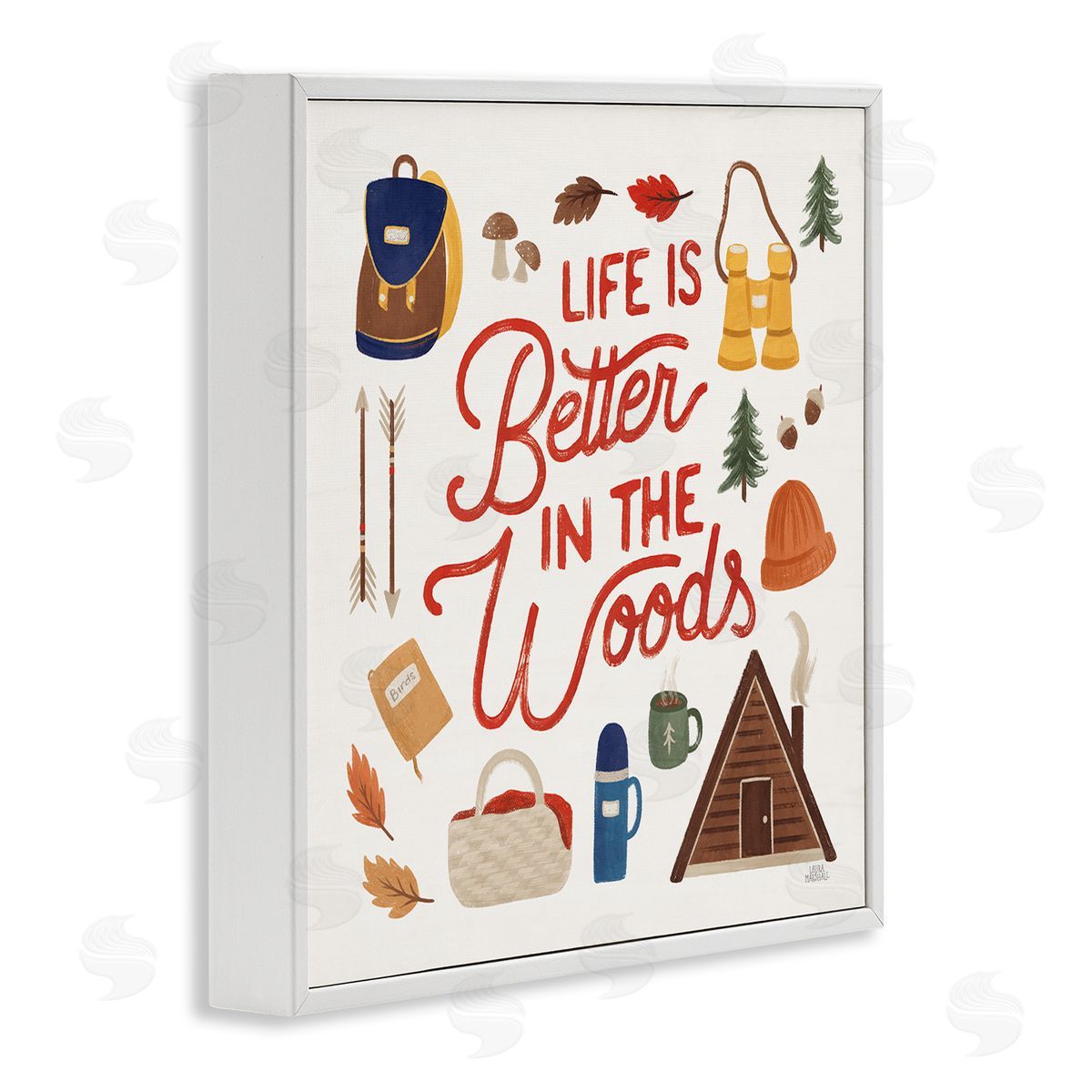 Laura Marshall Better in the Woods Phrase White Framed Glicee Wall Art Print