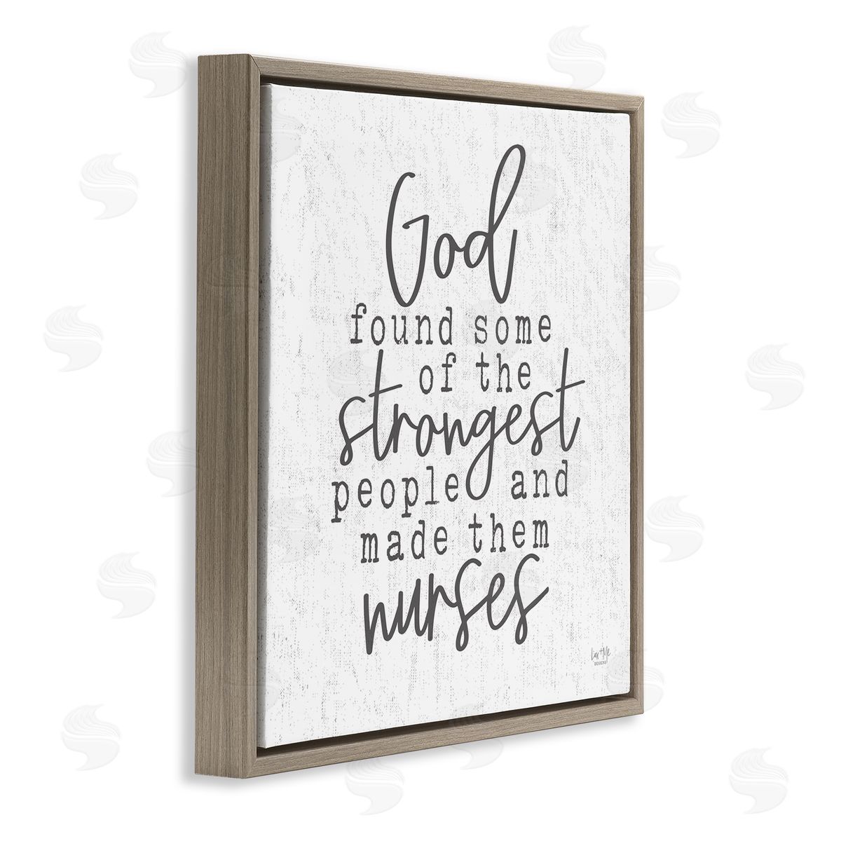 Lux + Me Designs Nurses Strongest People Phrase Brown Floating Frame Canvas Wall Art Print