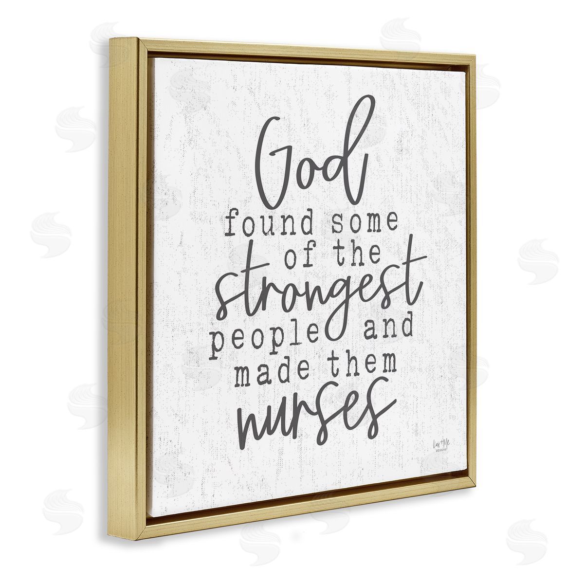 Lux + Me Designs Nurses Strongest People Phrase Gold Floating Frame Canvas Wall Art Print