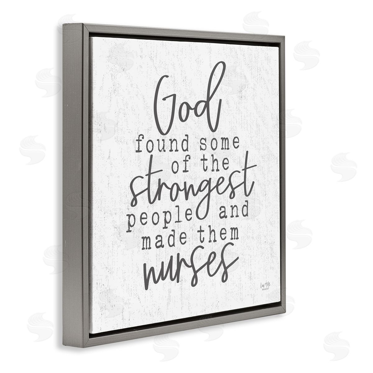 Lux + Me Designs Nurses Strongest People Phrase Gray Floating Frame Canvas Wall Art Print