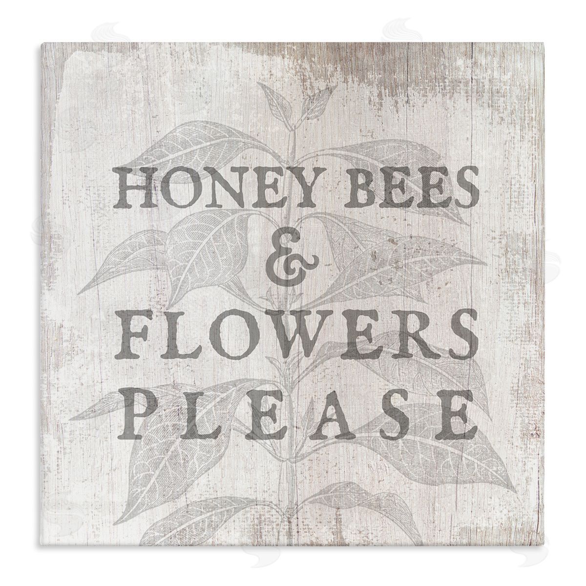 Stupell Studio Bees & Flowers Phrase Stretched Canvas Wall Art Print