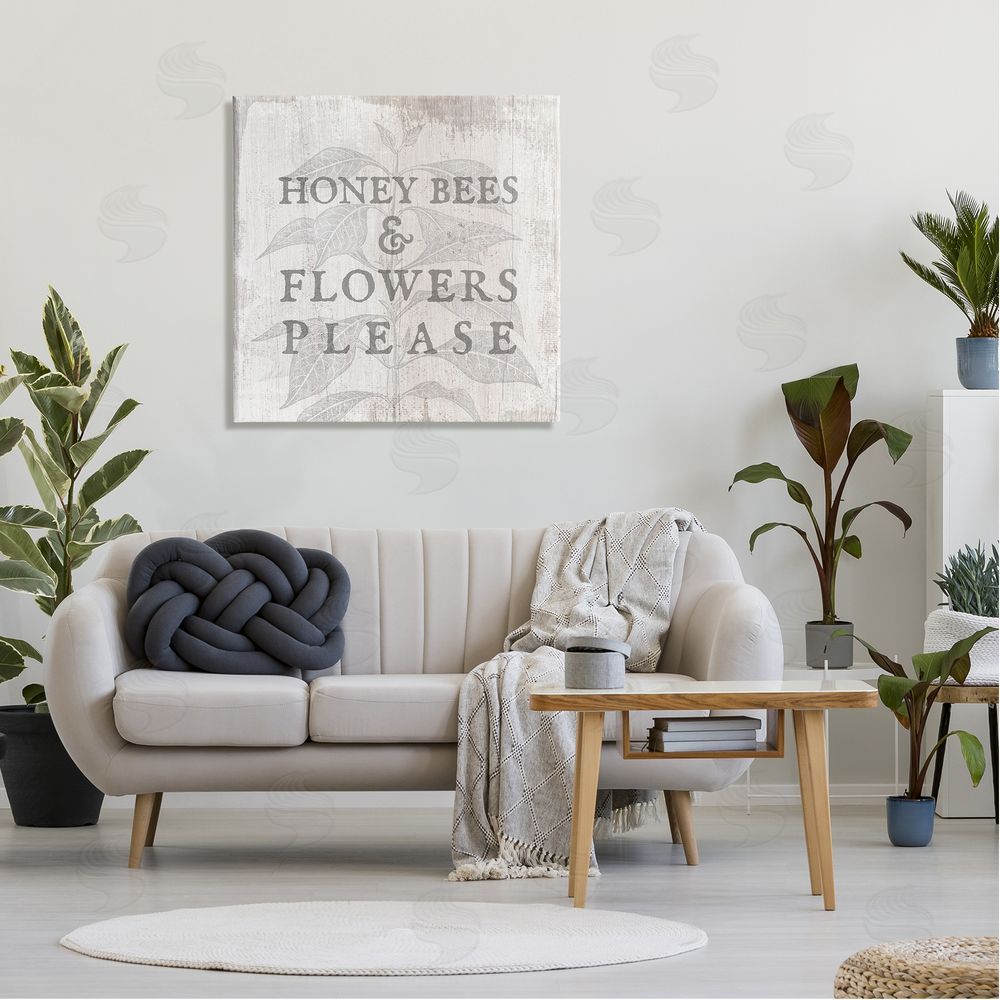 Stupell Studio Bees & Flowers Phrase Canvas Wall Art in Room
