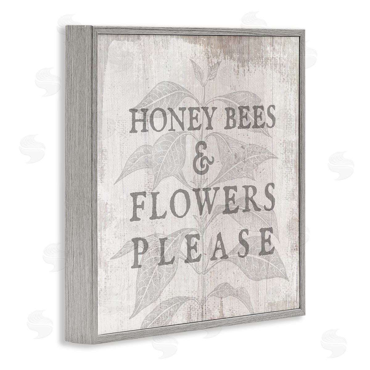 Stupell Studio Bees & Flowers Phrase Gray Framed Glicee Wall Art Print