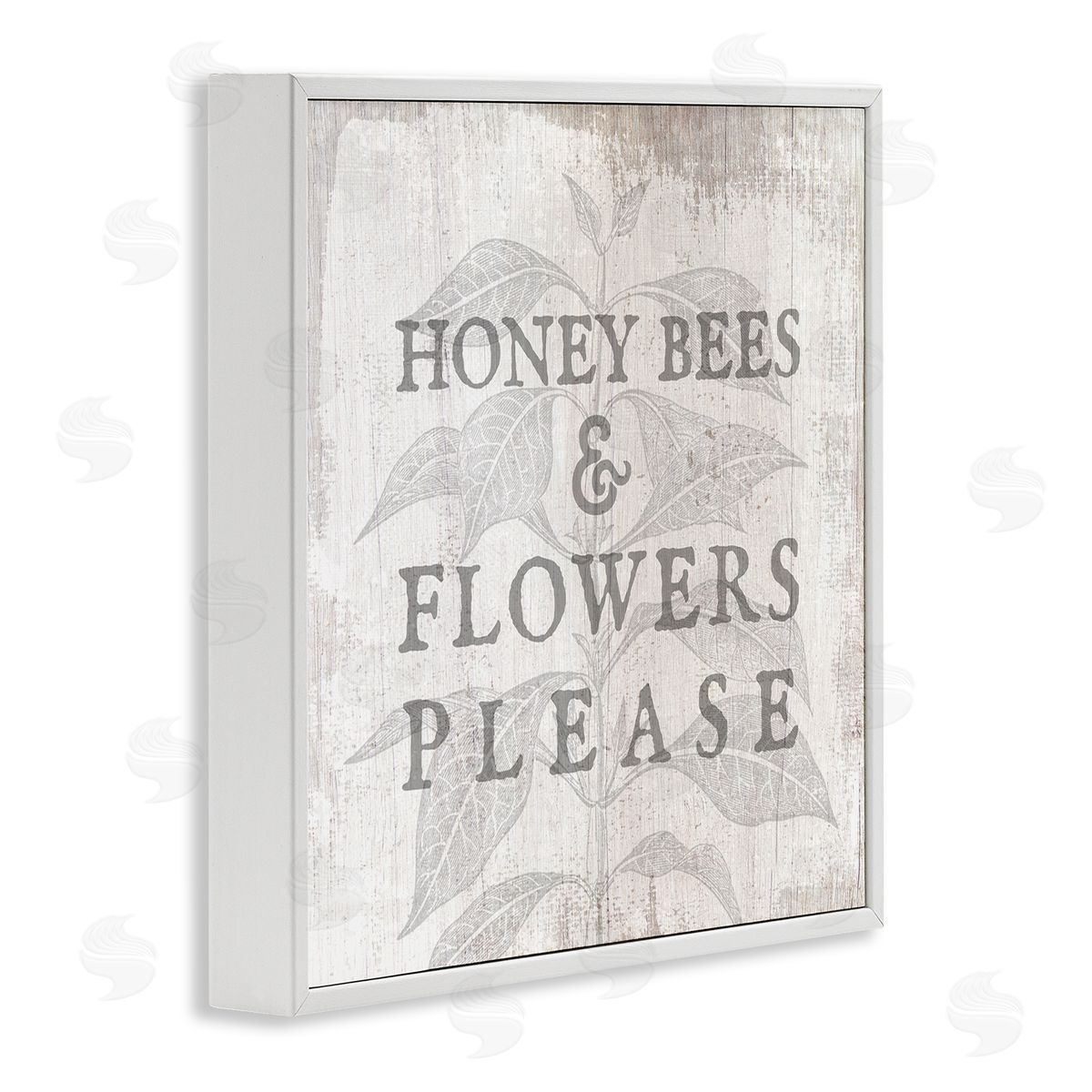 Stupell Studio Bees & Flowers Phrase White Framed Glicee Wall Art Print