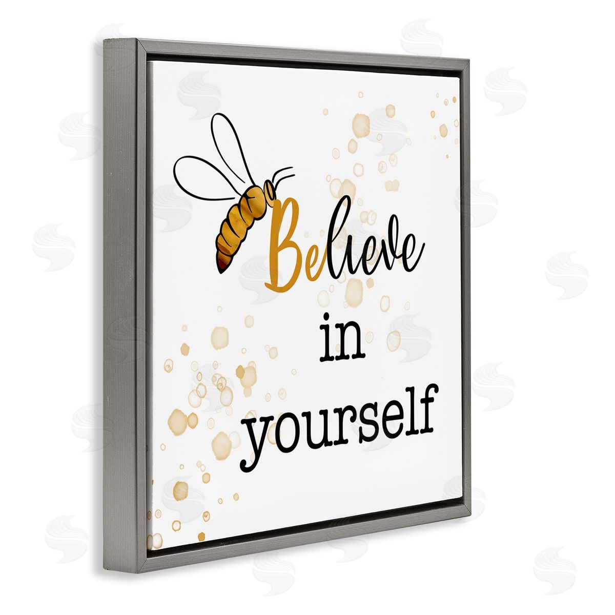 Amber Clarkson Modern Believe in Yourself Gray Floating Frame Canvas Wall Art Print