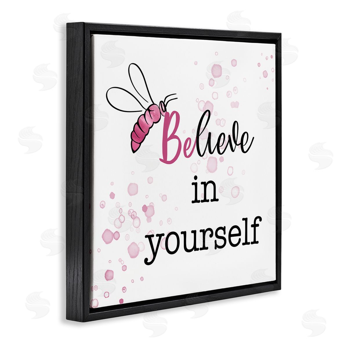 Amber Clarkson Purple Believe Honey Bee Black Floating Frame Canvas Wall Art Print