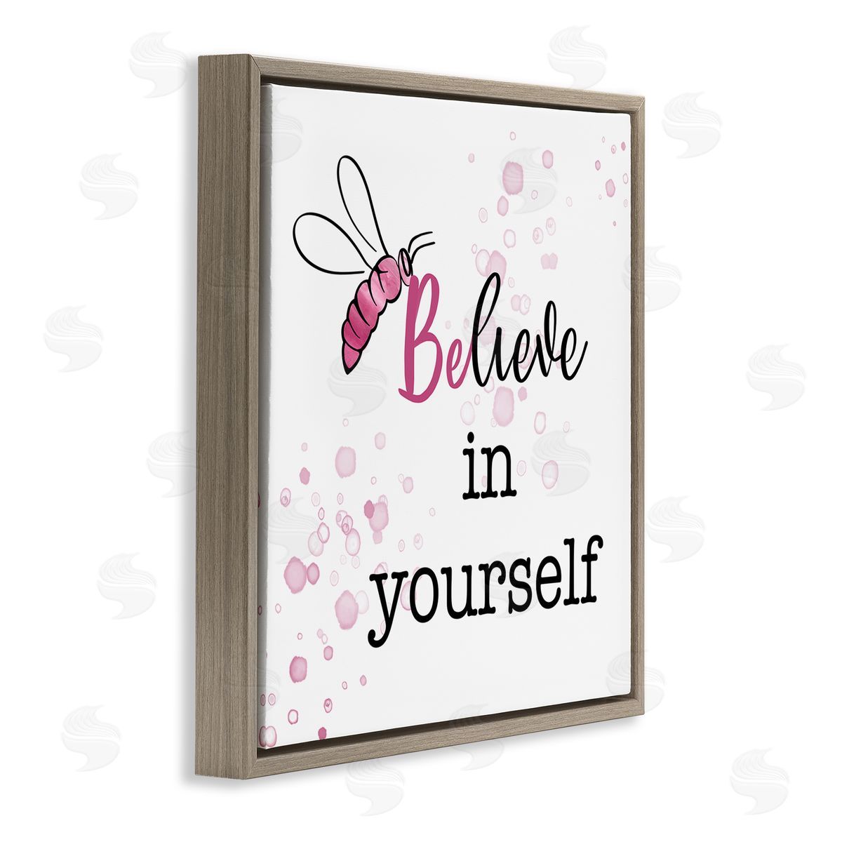 Amber Clarkson Purple Believe Honey Bee Brown Floating Frame Canvas Wall Art Print