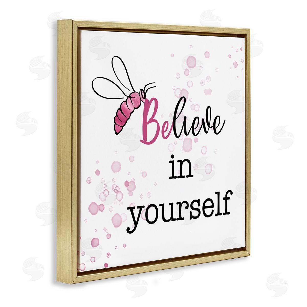 Amber Clarkson Purple Believe Honey Bee Gold Floating Frame Canvas Wall Art Print