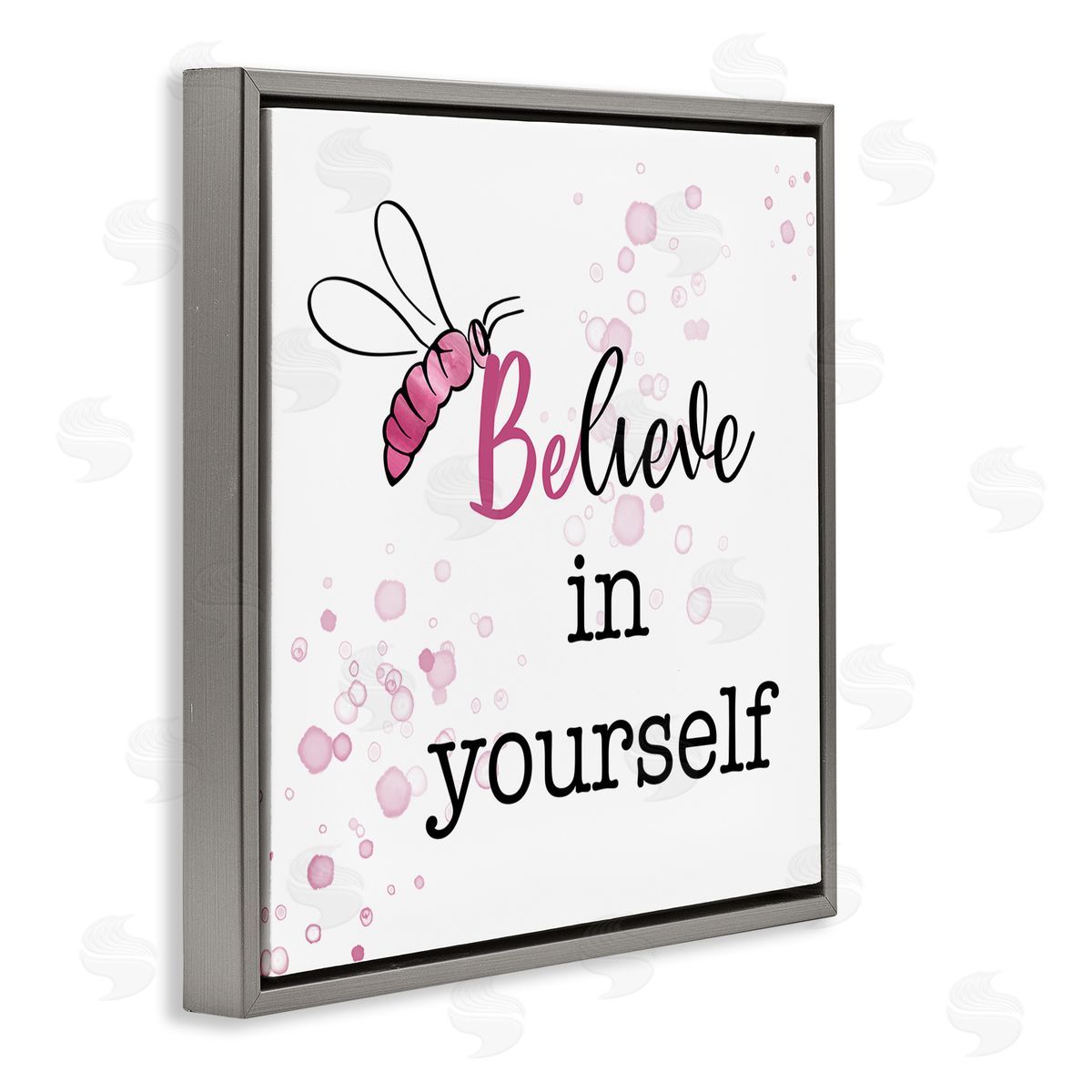 Amber Clarkson Purple Believe Honey Bee Gray Floating Frame Canvas Wall Art Print