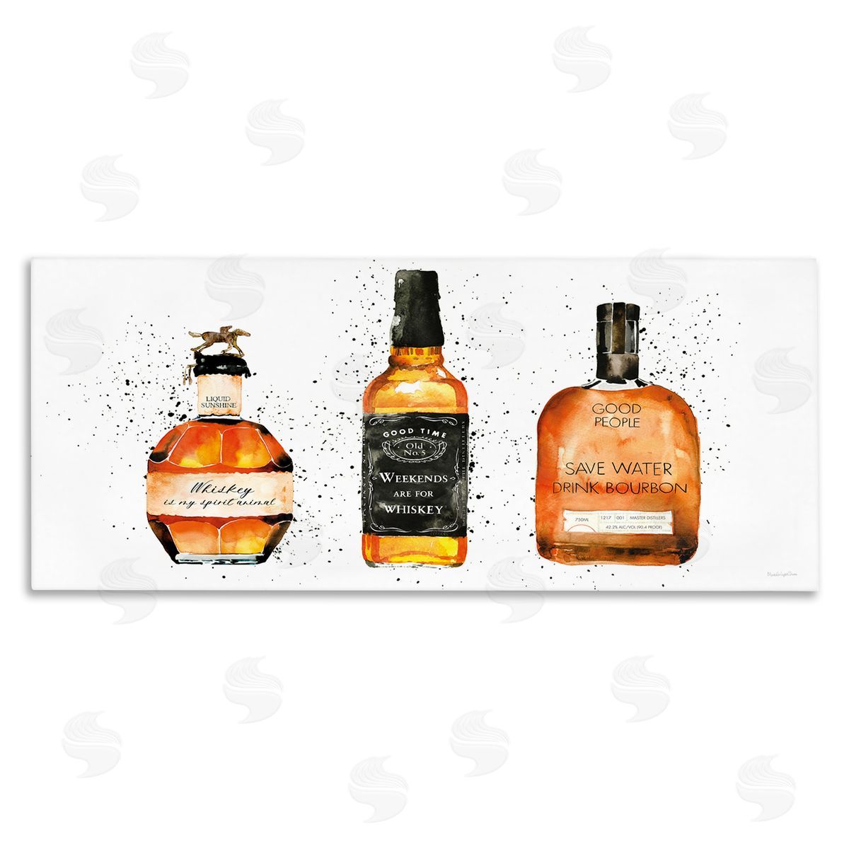 Funny Phrases Whiskey Bottles Canvas Wall Art, Home Decor by Mercedes Lopez Charro