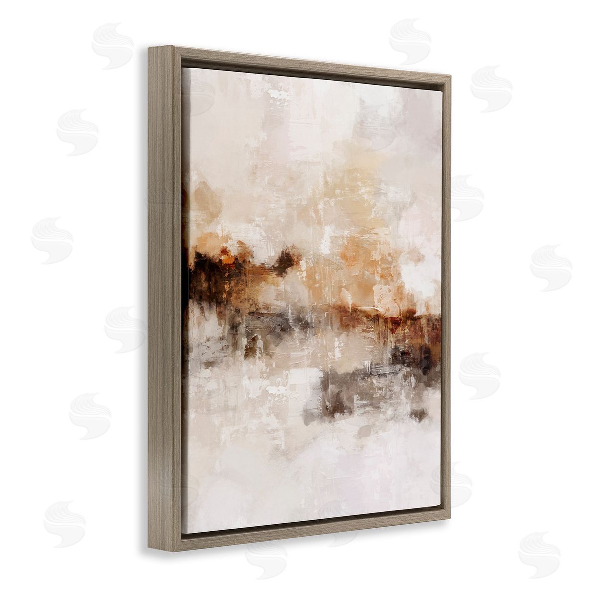 Beige & Brown Abstract Brown Floating Frame Canvas Wall Art, Home Decor by Ros Ruseva