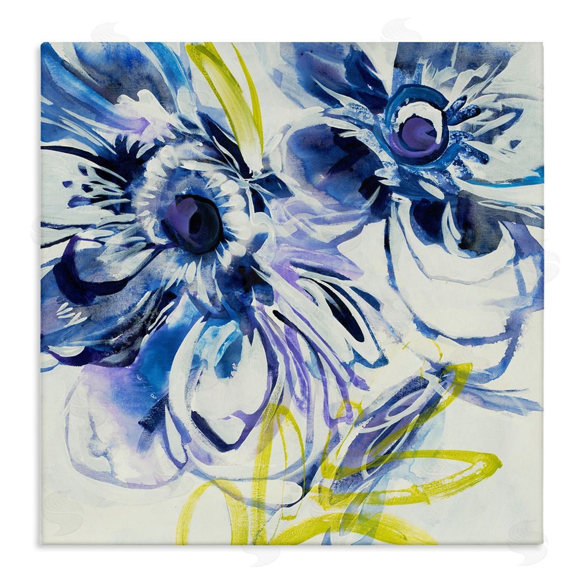 Liz Jardine Abstract Blue Blossoms Stretched Canvas Wall Art Print