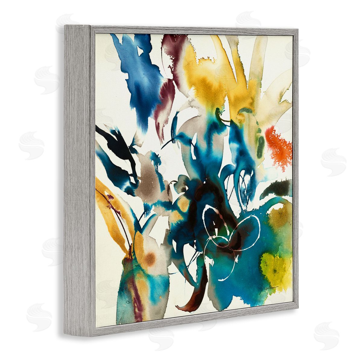 Liz Jardine Abstract Botanical Splash Gray Framed Glicee Wall Art Print
