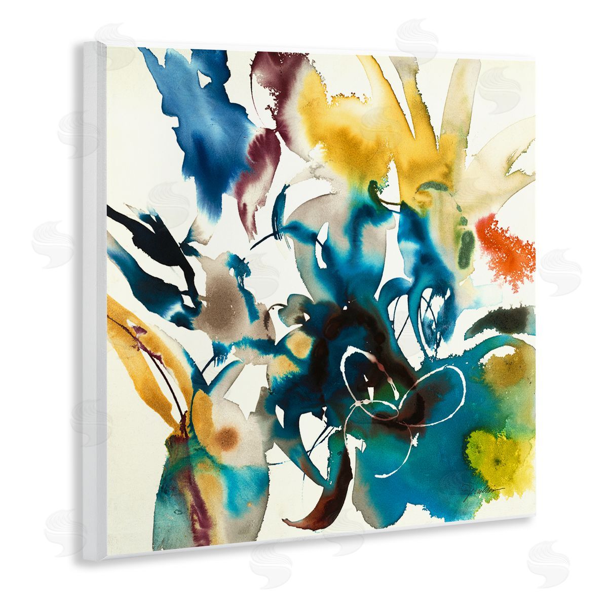 Liz Jardine Abstract Botanical Splash Wooden Wall Plaque Art Print