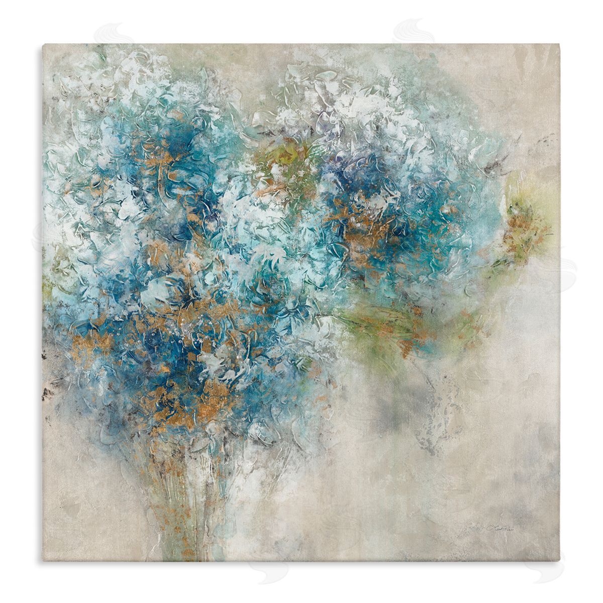 Leah Rei Abstract Hydrangea Blooms Stretched Canvas Wall Art Print