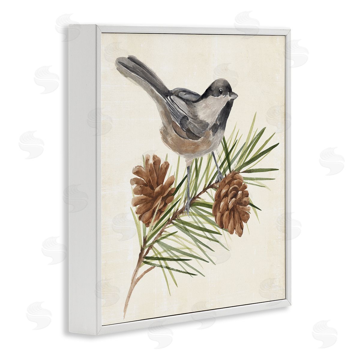 Annie Warren Bird Perched on Pine White Framed Glicee Wall Art Print