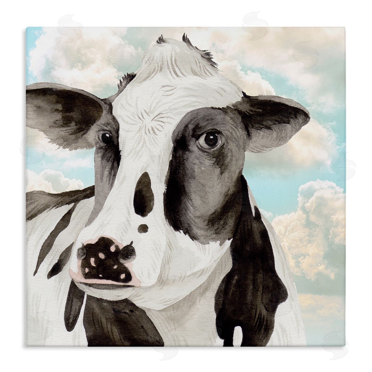 Melissa Wang Cow & Cloudy Sky Stretched Canvas Wall Art Print