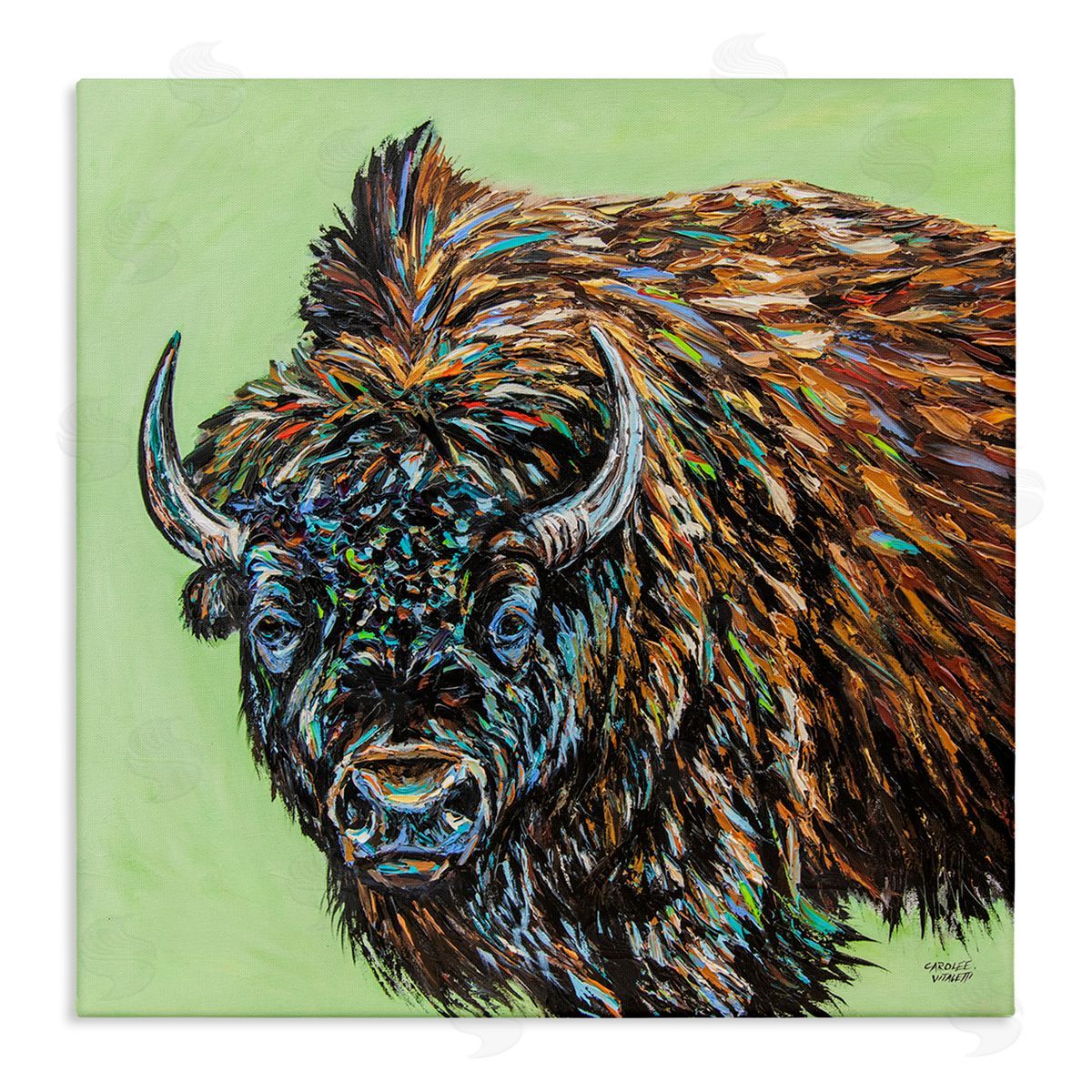 Carolee Vitaletti Abstract Bison Painting Stretched Canvas Wall Art Print